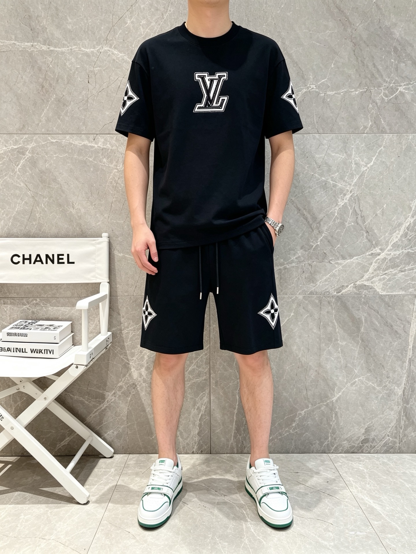 P290 Marca: LV 2026 último estilo de verano, mismo estilo para hombres y mujeres, traje de pantalones cortos de camiset…