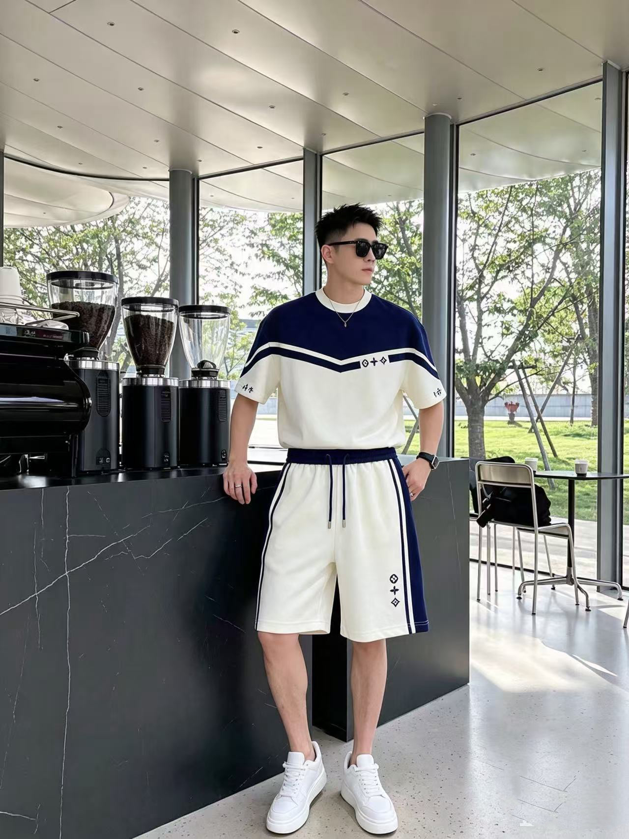 P290 Marca: LV 2026 último estilo de verano, mismo estilo para hombres y mujeres, traje de pantalones cortos de camiset…