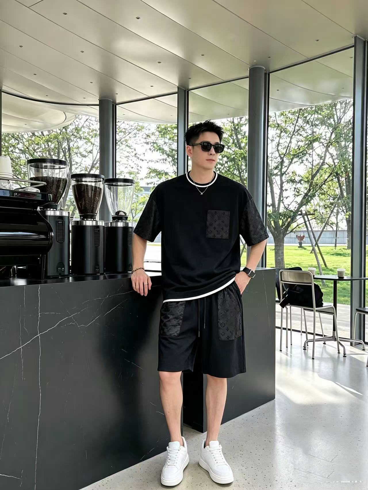 P290 Marca: LV 2026 último estilo de verano, mismo estilo para hombres y mujeres, traje de pantalones cortos de camiset…