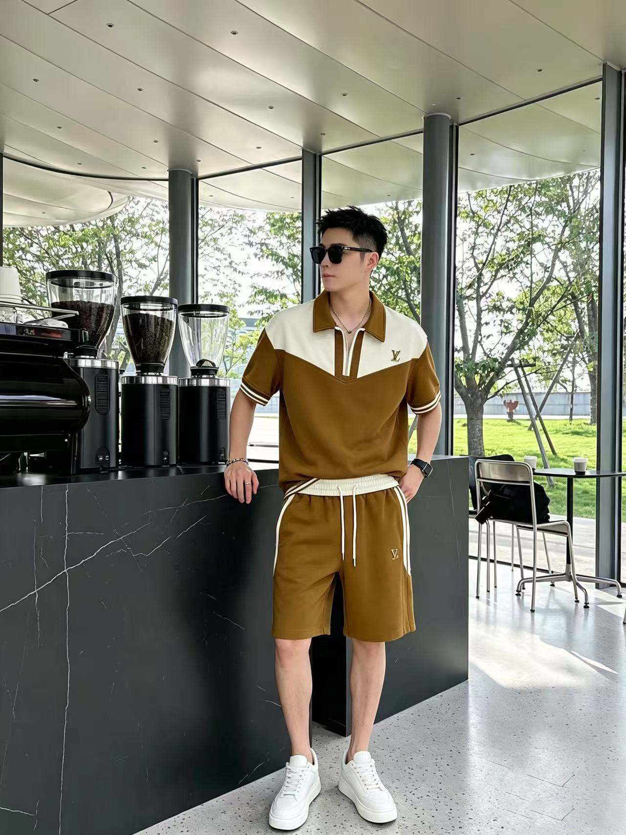 P290 Marca: LV 2026 último estilo de verano, mismo estilo para hombres y mujeres, traje de pantalones cortos de camiset…