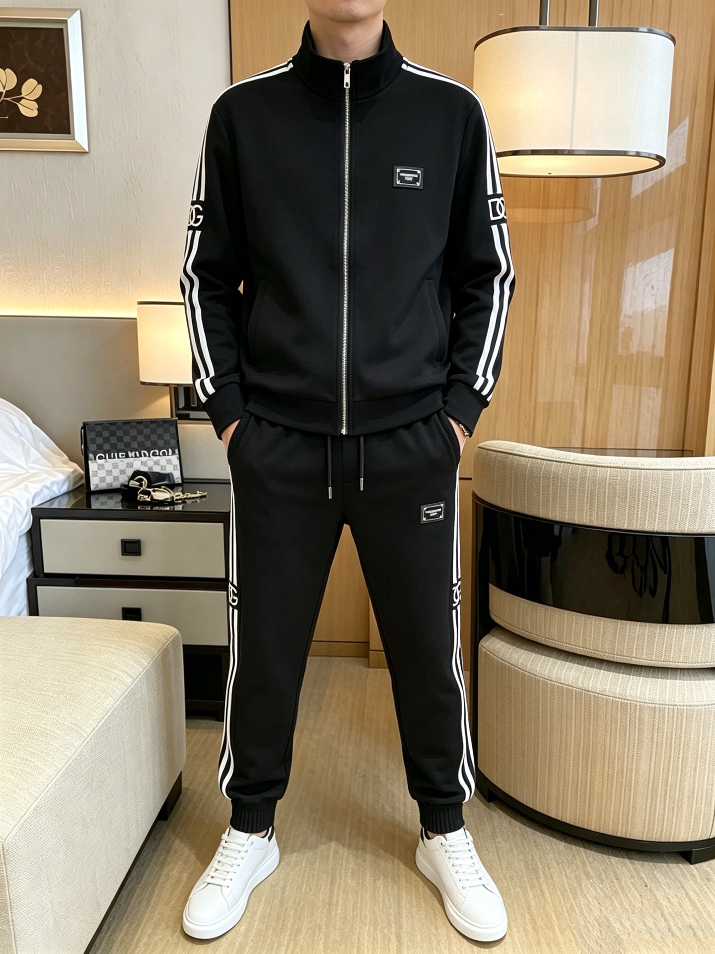 Dolce and Gabbana Black Side Stripe Tracksuit