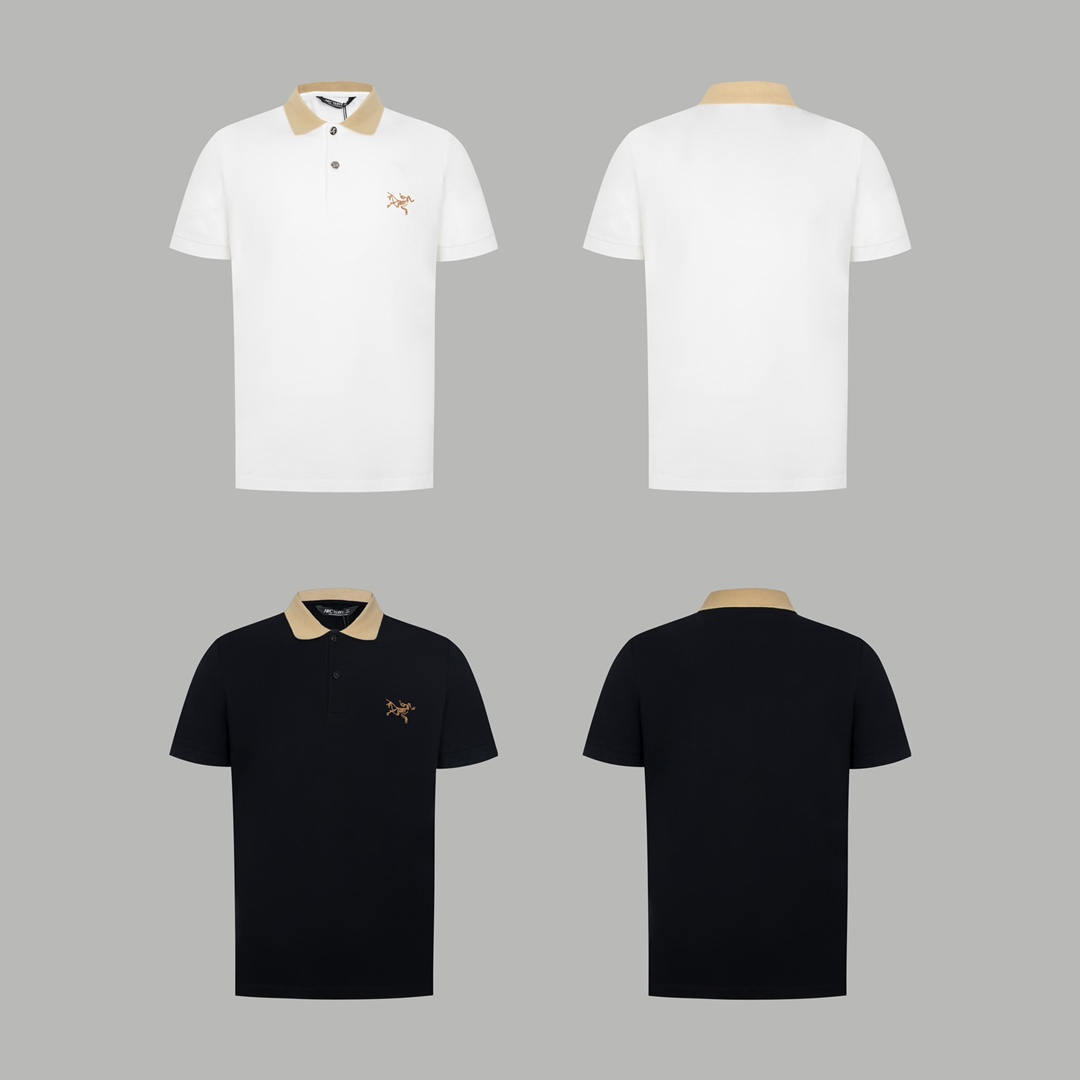 Versión alta Arc'teryx 2023 nueva camisa POLO con cuello acanalado y bloques de color, bordado a máquina tridimensional…