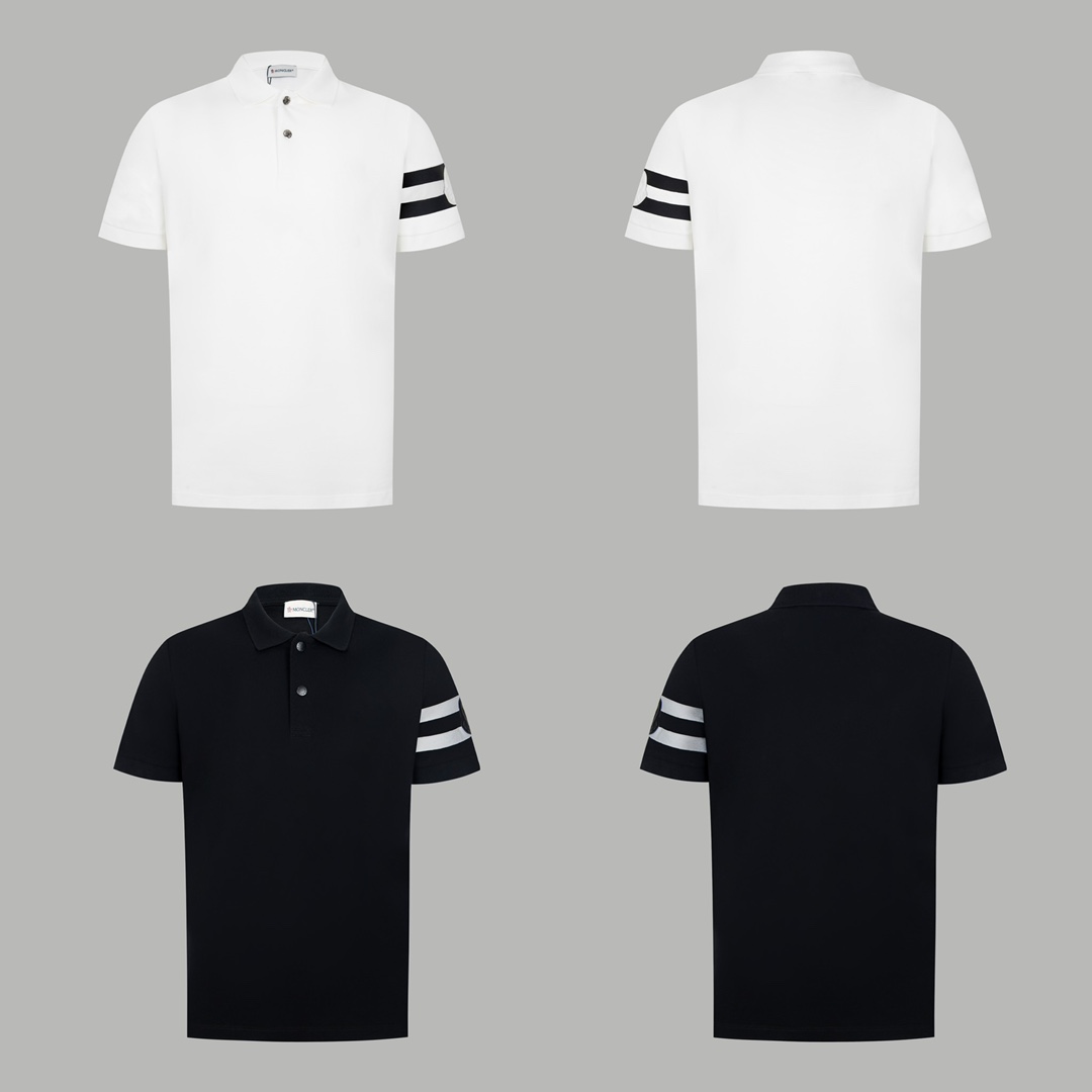 Versión alta, MONCLER 蒙口 polo nuevo 2023, botones de presión de metal láser, botones de apertura, etiqueta personalizad…