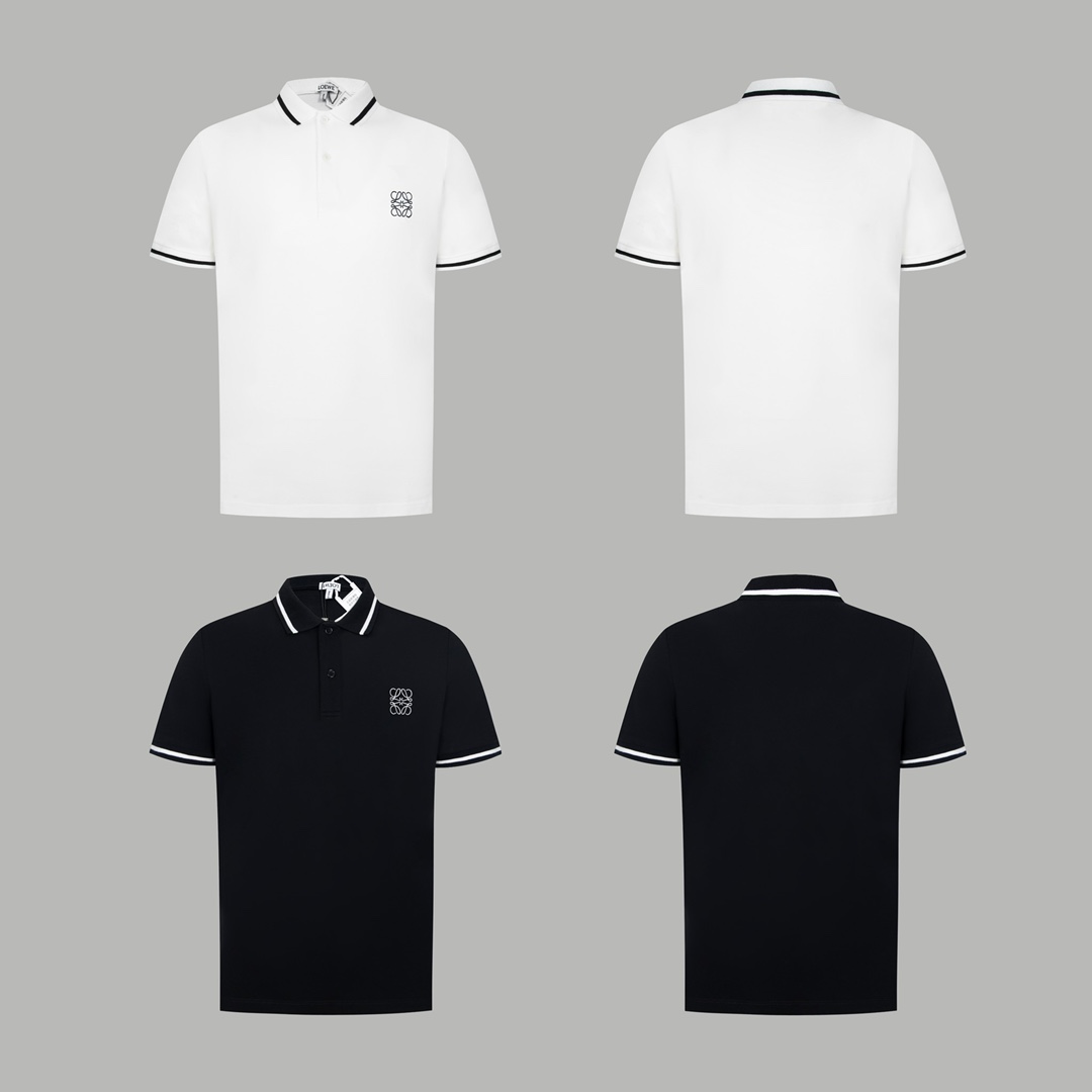 🅿️110 Versión alta LOEWE 罗意·威 2023 nuevo POLO, color bloqueado, canalé reforzado, bordado clásico, botones láser perso…