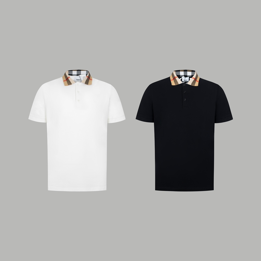 高版本 BUR 巴博利 2024新款POLO 格纹提花翻领短袖 纯棉珠地面料 码数：XSSML