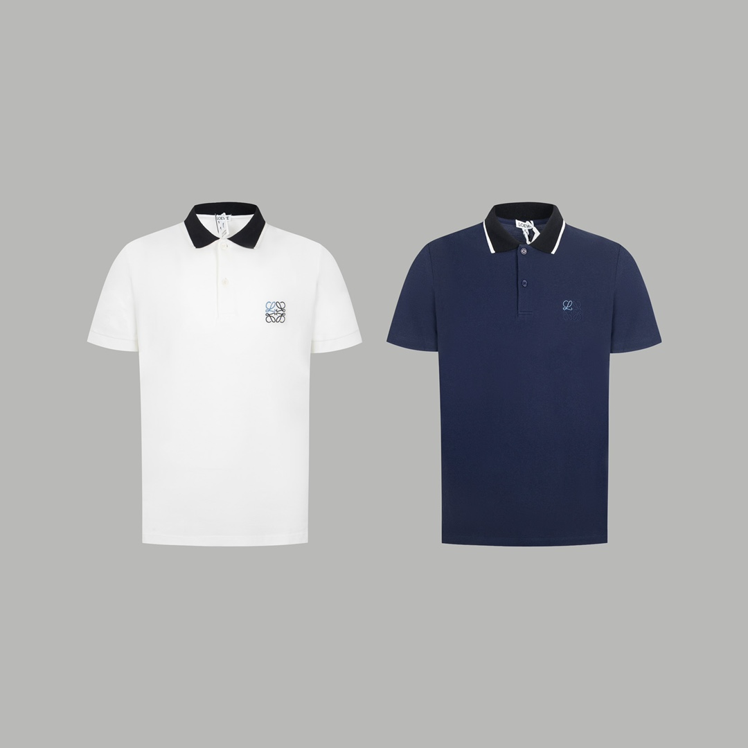 🅿️110 Versión alta LOEWE 罗意·威 2023 nuevo POLO, color bloqueado, canalé reforzado, bordado clásico, botones láser perso…