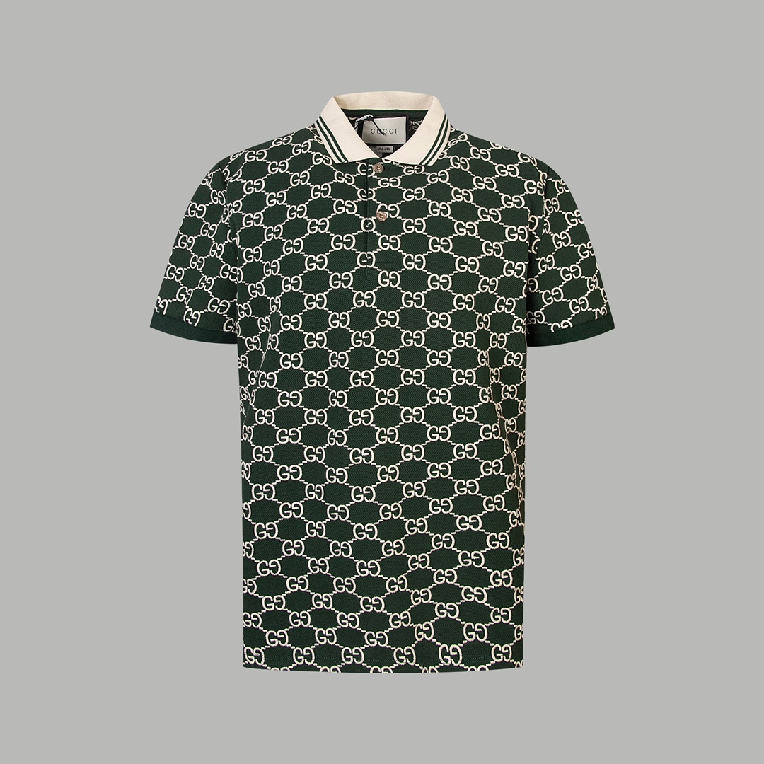 Versión superior GUCC Gucci 2023 nuevo Polo bordado, 240G piqué de algodón puro de alto gramaje original, botones de ná…