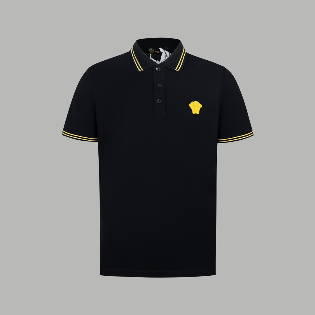 Versace Clothing Polo T-Shirt Embroidery Cotton Short Sleeve