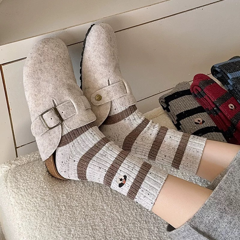NONOADER Embroidered Dog Wool Socks - Underwear 6