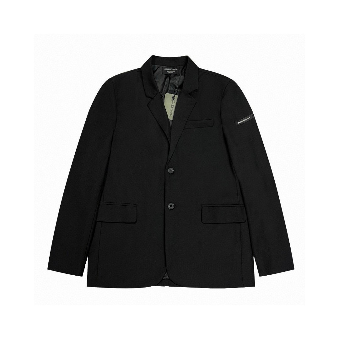 Balenciaga Women's Black Logo Sleeve Blazer - Stylish & Versatile