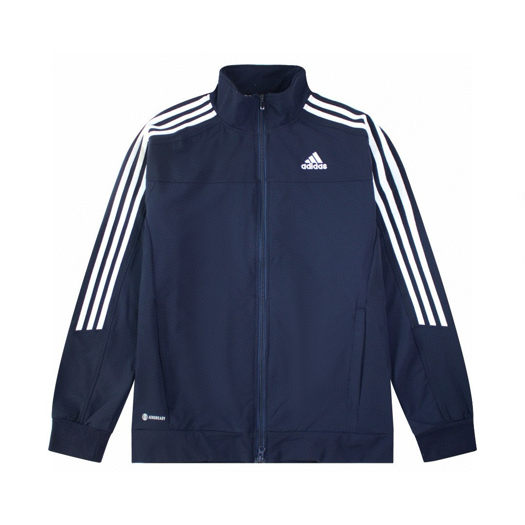 Nuevo lote @145 N.º de modelo: G308 Adidas chaqueta tipo cárdigan con cuello alto y tres rayas clásicas, unisex. 1️⃣ Ci…
