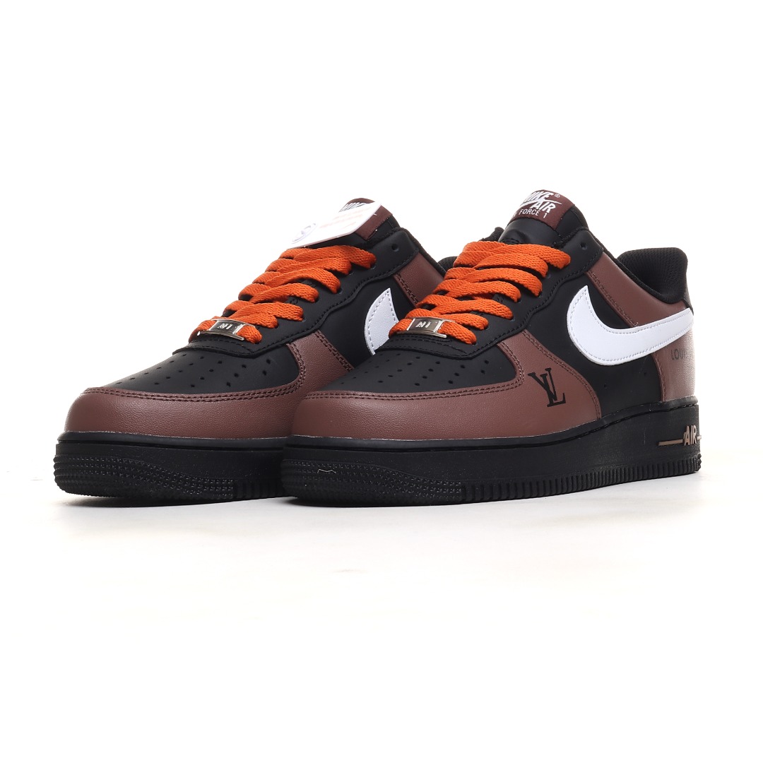 LV黑橙灰定制色 Nike Air Force 1 Low 空军一号低帮百搭休闲运动板鞋 808788-624