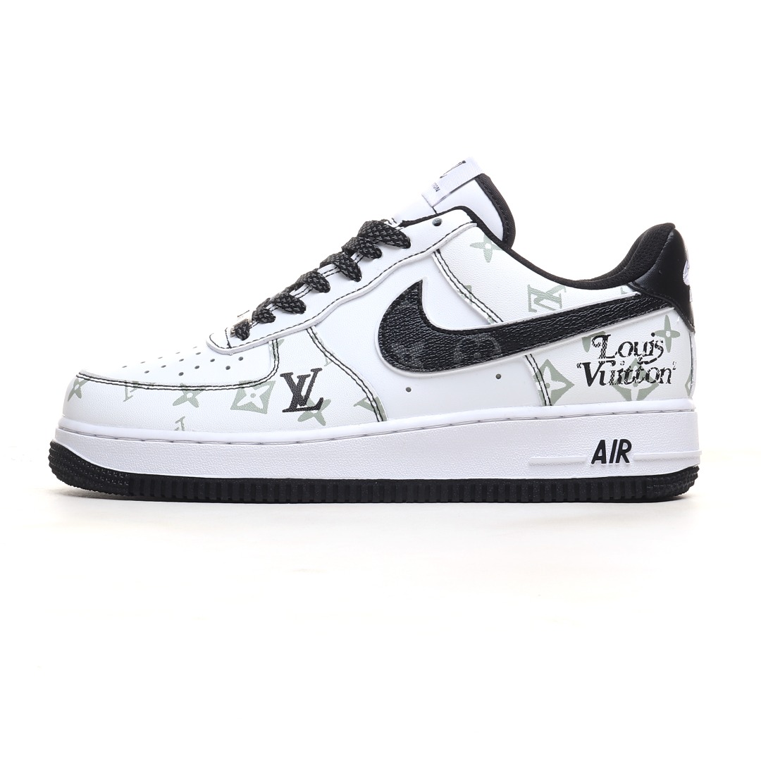 LV 黑白花纹定制色 Nike Air Force 1 Low 驴牌LV印花 3M反光 空军一号低帮运动休闲板鞋 BS8805-602