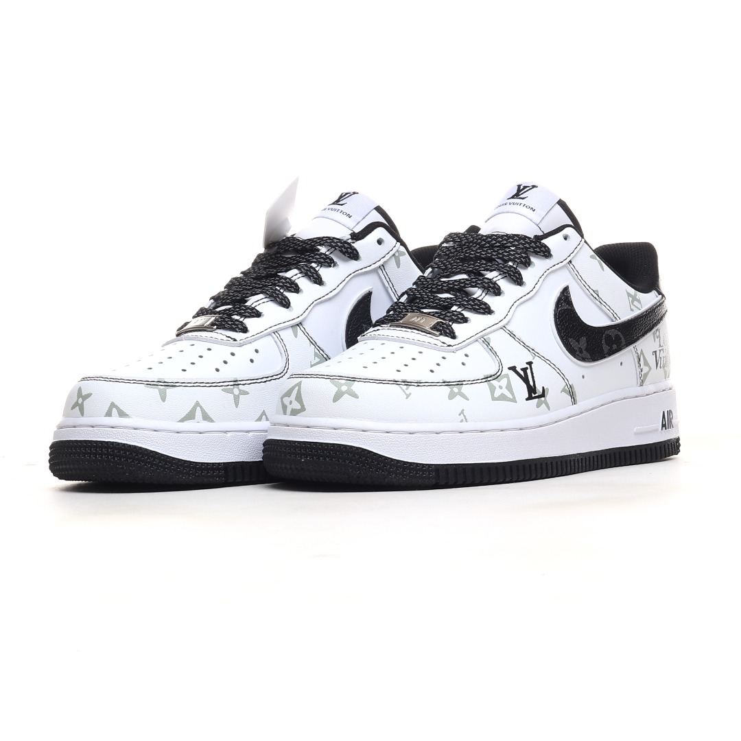 LV 黑白花纹定制色 Nike Air Force 1 Low 驴牌LV印花 3M反光 空军一号低帮运动休闲板鞋 BS8805-602