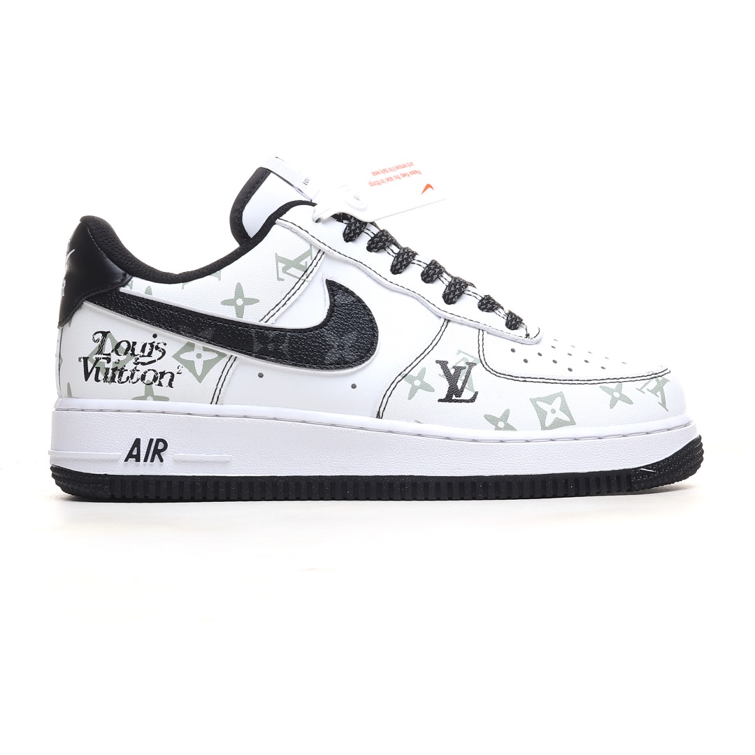 LV 黑白花纹定制色 Nike Air Force 1 Low 驴牌LV印花 3M反光 空军一号低帮运动休闲板鞋 BS8805-602
