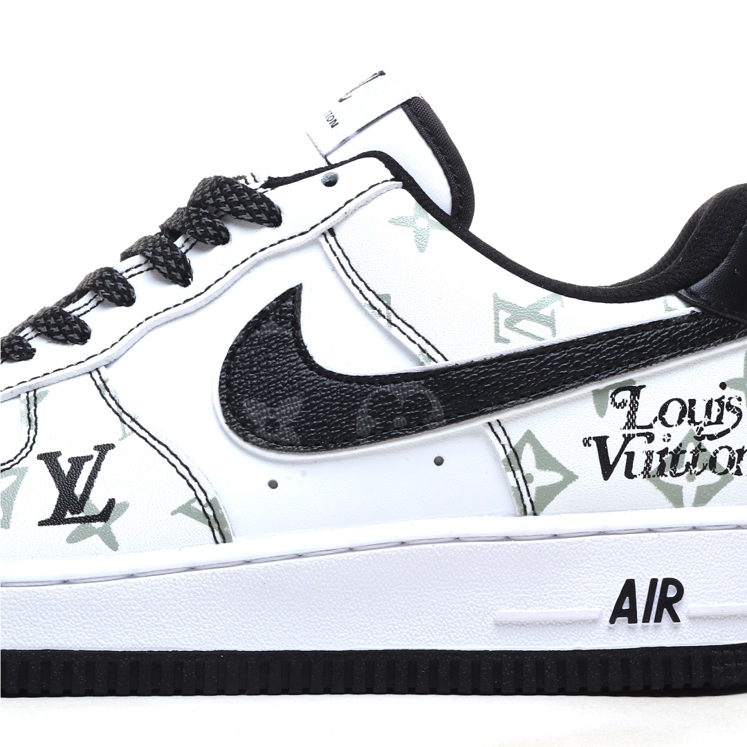 LV 黑白花纹定制色 Nike Air Force 1 Low 驴牌LV印花 3M反光 空军一号低帮运动休闲板鞋 BS8805-602