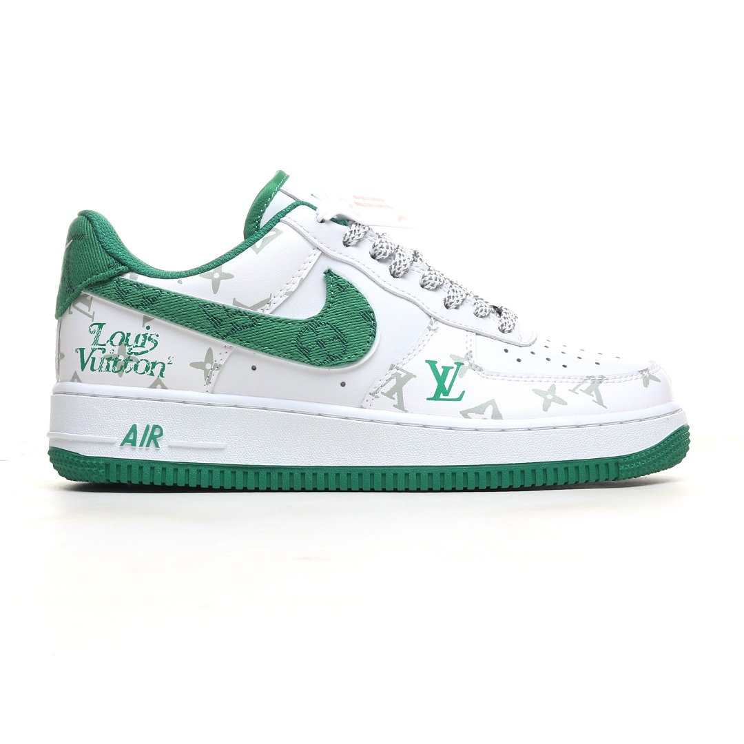 LV 白绿花纹定制色 NIke Air Force 1 '07 Low “LV联名暗夜精灵牛仔”空军一号 低帮 运动鞋 休闲鞋 CV0670-400