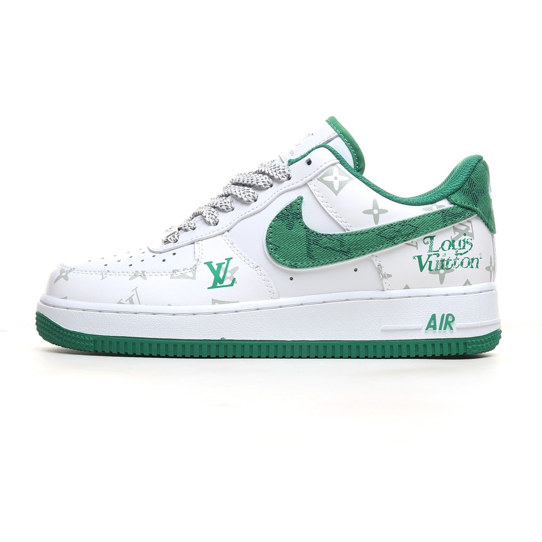 LV 白绿花纹定制色 NIke Air Force 1 ’07 Low “LV联名暗夜精灵牛仔”空军一号 低帮 运动鞋 休闲鞋 CV0670-400