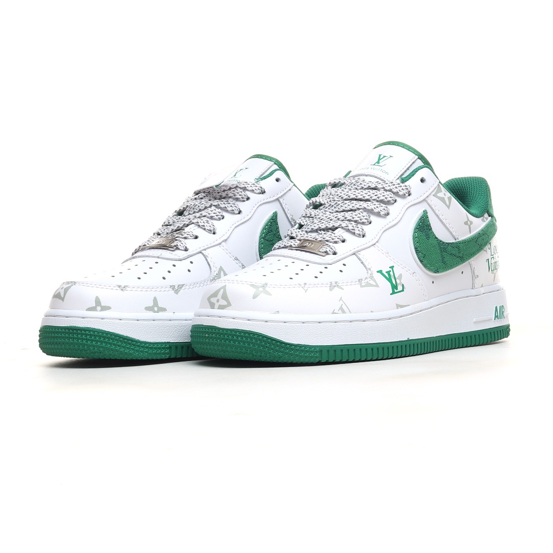 LV 白绿花纹定制色 NIke Air Force 1 '07 Low “LV联名暗夜精灵牛仔”空军一号 低帮 运动鞋 休闲鞋 CV0670-400