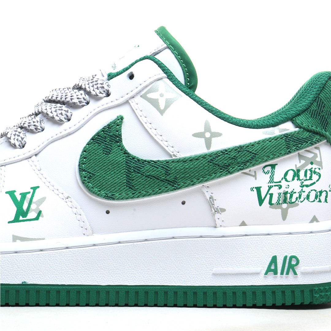 LV 白绿花纹定制色 NIke Air Force 1 '07 Low “LV联名暗夜精灵牛仔”空军一号 低帮 运动鞋 休闲鞋 CV0670-400