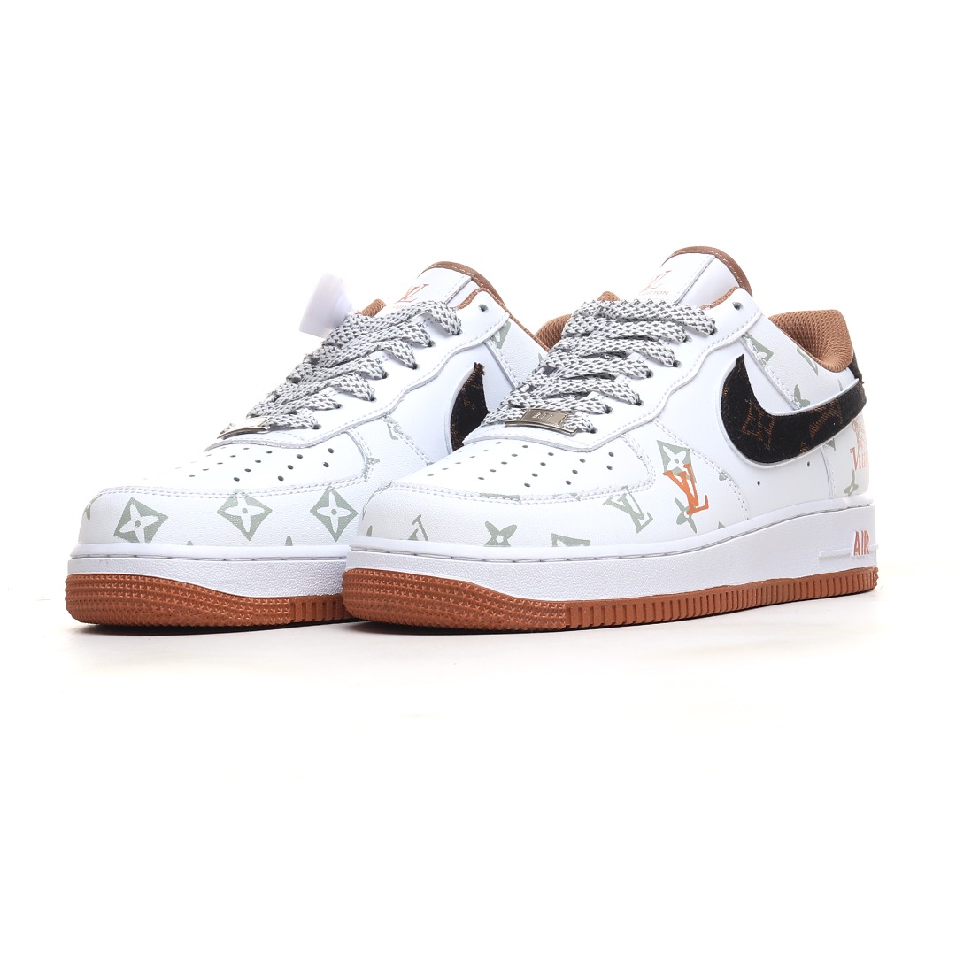 LV 白橙花纹定制色 NIke Air Force 1 '07 Low “LV联名暗夜精灵--黑牛仔”空军一号 低帮 运动鞋 CV0670-600