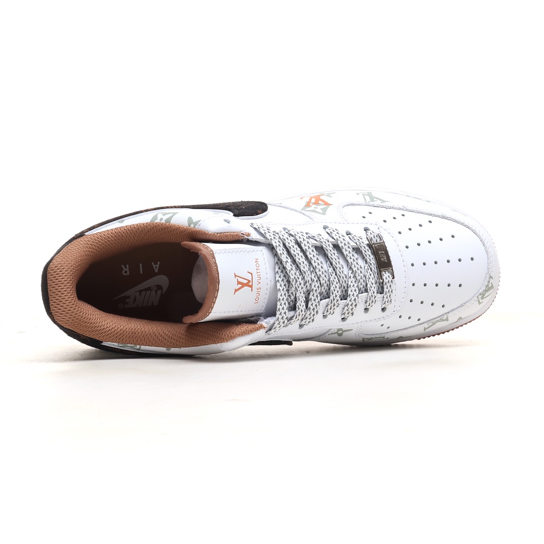 LV 白橙花纹定制色 NIke Air Force 1 '07 Low “LV联名暗夜精灵--黑牛仔”空军一号 低帮 运动鞋 CV0670-600