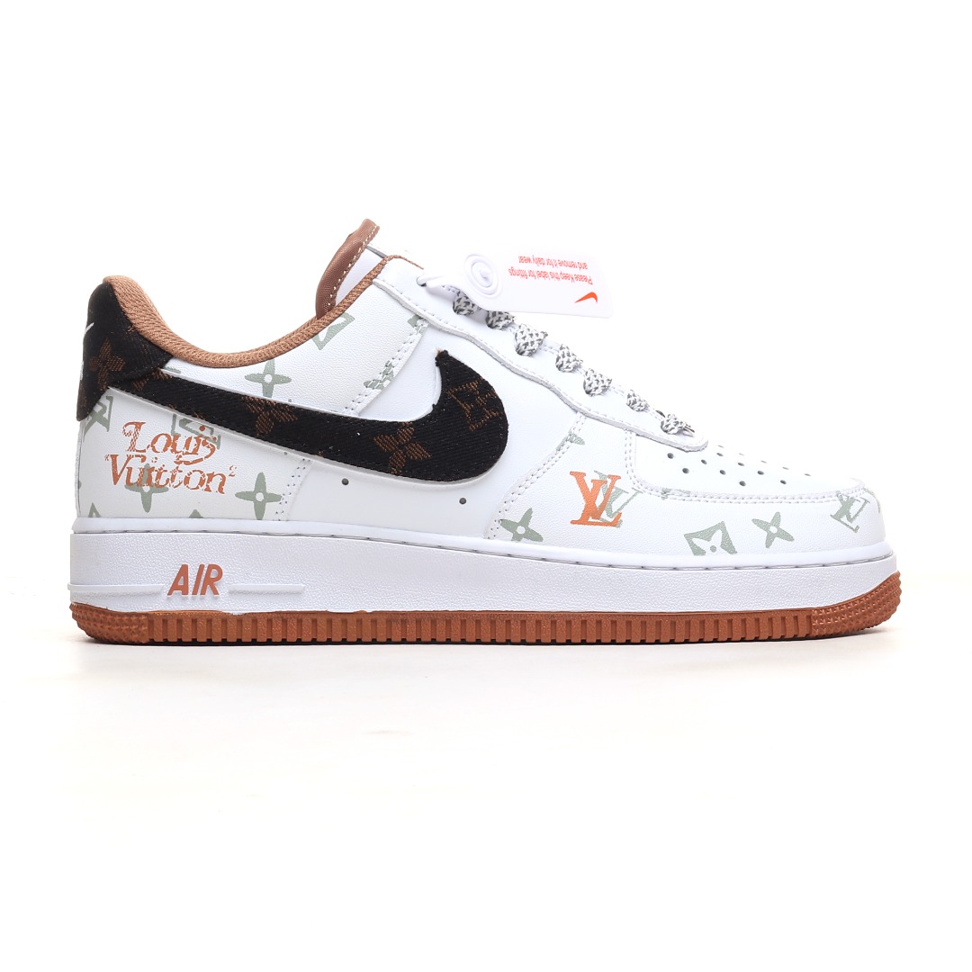 LV 白橙花纹定制色 NIke Air Force 1 '07 Low “LV联名暗夜精灵--黑牛仔”空军一号 低帮 运动鞋 CV0670-600