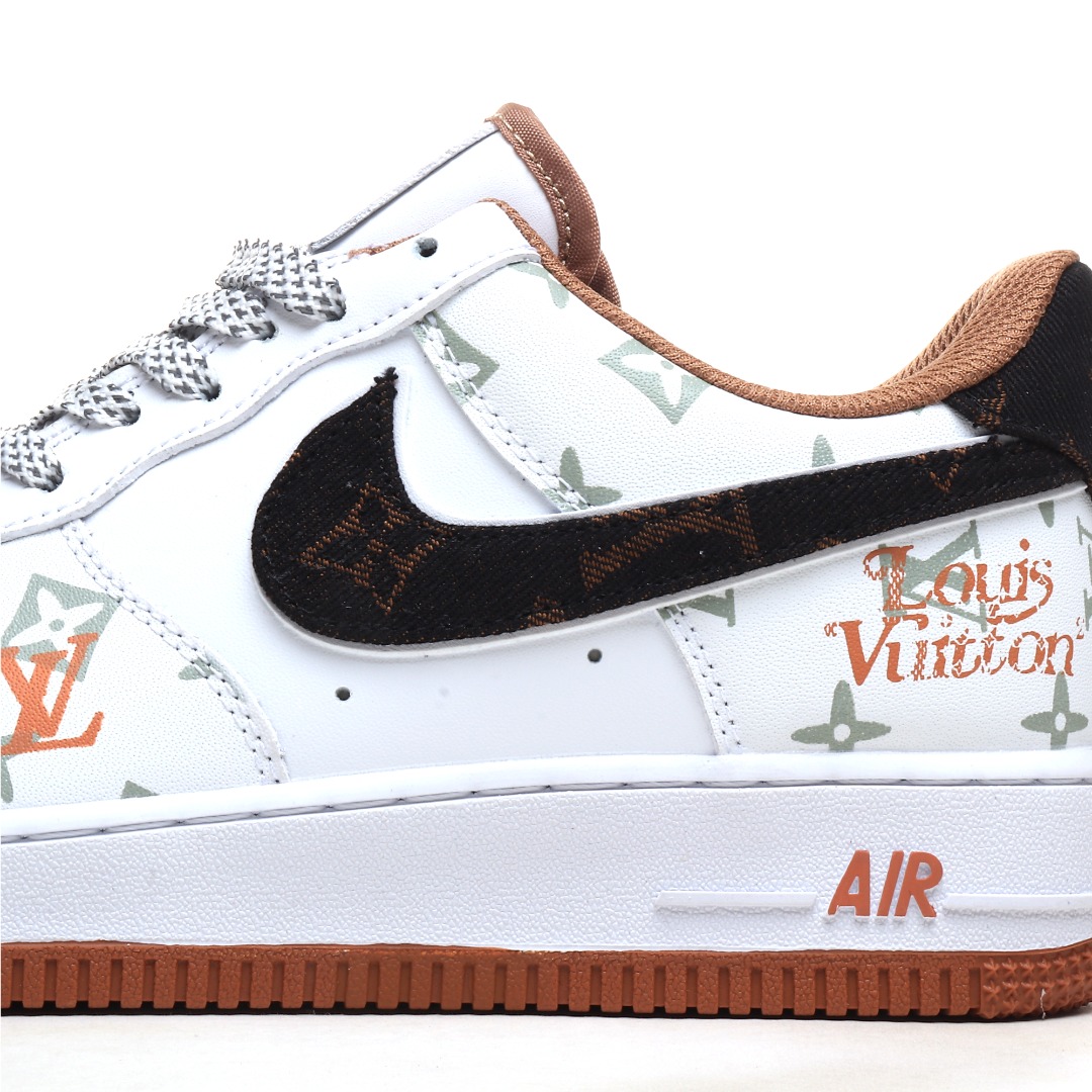 LV 白橙花纹定制色 NIke Air Force 1 '07 Low “LV联名暗夜精灵--黑牛仔”空军一号 低帮 运动鞋 CV0670-600