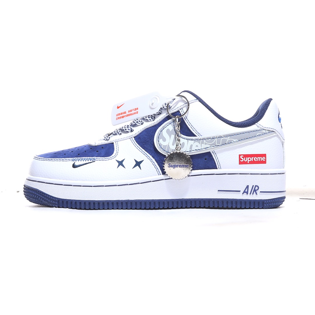 海外限量发售!公司级NIke Air Force 1 '07 Low “Supreme联名——灰勾蓝猪八”空军一号 低帮 运动鞋 休闲鞋 折边针车 工艺难度大 原楦头原纸板 原装鞋盒 定制五金配件 内置全掌气垫 原厂鞋底 货号:XZ6188-187