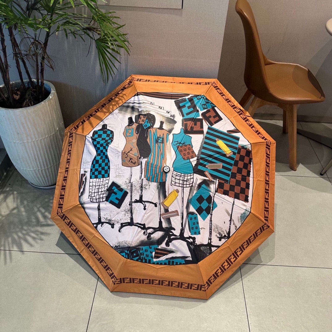FENDI芬迪FF印花三折自动折叠晴雨伞超心水FENDI的老花经典时尚高品质