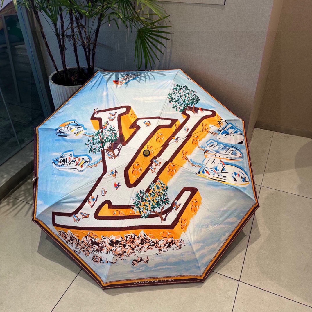 LOUISVUITTON路易威登LV新款三折自动折叠晴雨伞新涂层技术深色伞面拥有令人惊喜的遮光效果！