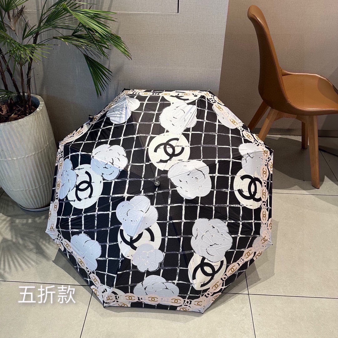 CHANEL香奈儿茶花配挂件五折手动折叠晴雨伞选用台湾进口UV防紫外线伞布原单代工级品质