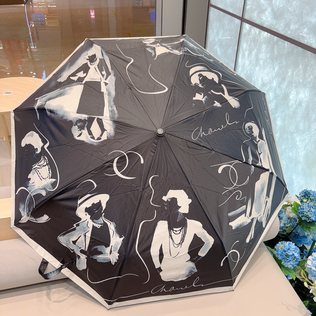 CHANEL香奈儿2024新款小香三折自动折叠晴雨伞经典热卖选用台湾进口UV防紫外线伞布原单代工级品质2