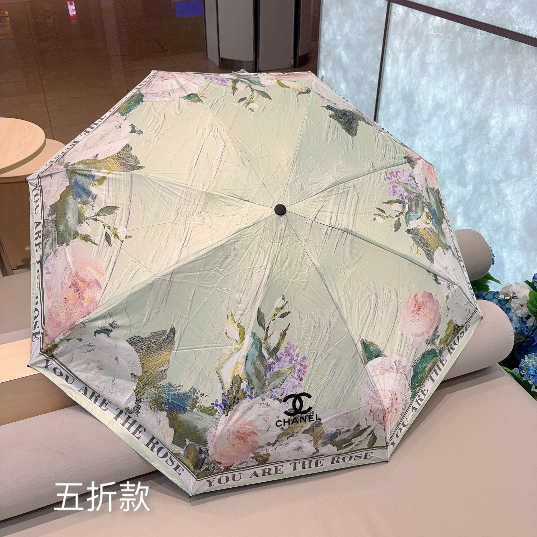 CHANEL香奈儿2024新款小香五折手开折叠晴雨伞经典热卖选用台湾进口UV防紫外线伞布原单代工级品质