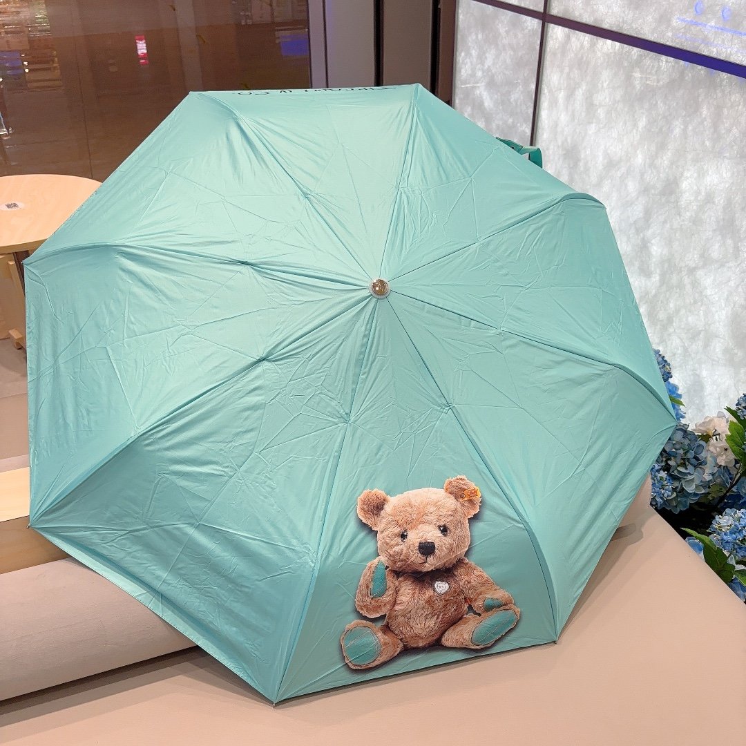 Tiffany蒂芙尼小熊图案时尚独特三折自动折叠晴雨伞火爆来袭夏日里的小清新高效阻隔紫外线涂层有伞随行晴