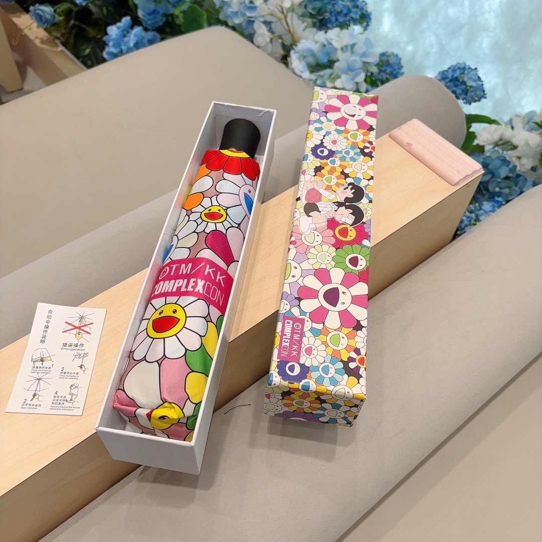 NO:292042,Trendy brand Murakami Takashi three-fold folding automatic sunny umbrellas with elegant design, noble and charming style, fashionable, cute and elegant umbrellas, umbrellas, umbrellas19860909潮牌村上隆 三折折叠自动晴雨伞 设计大方,风格高贵迷人、时尚 可爱又不失优雅雨伞遮阳伞太阳伞,雨伞,umbrellas,accessory
