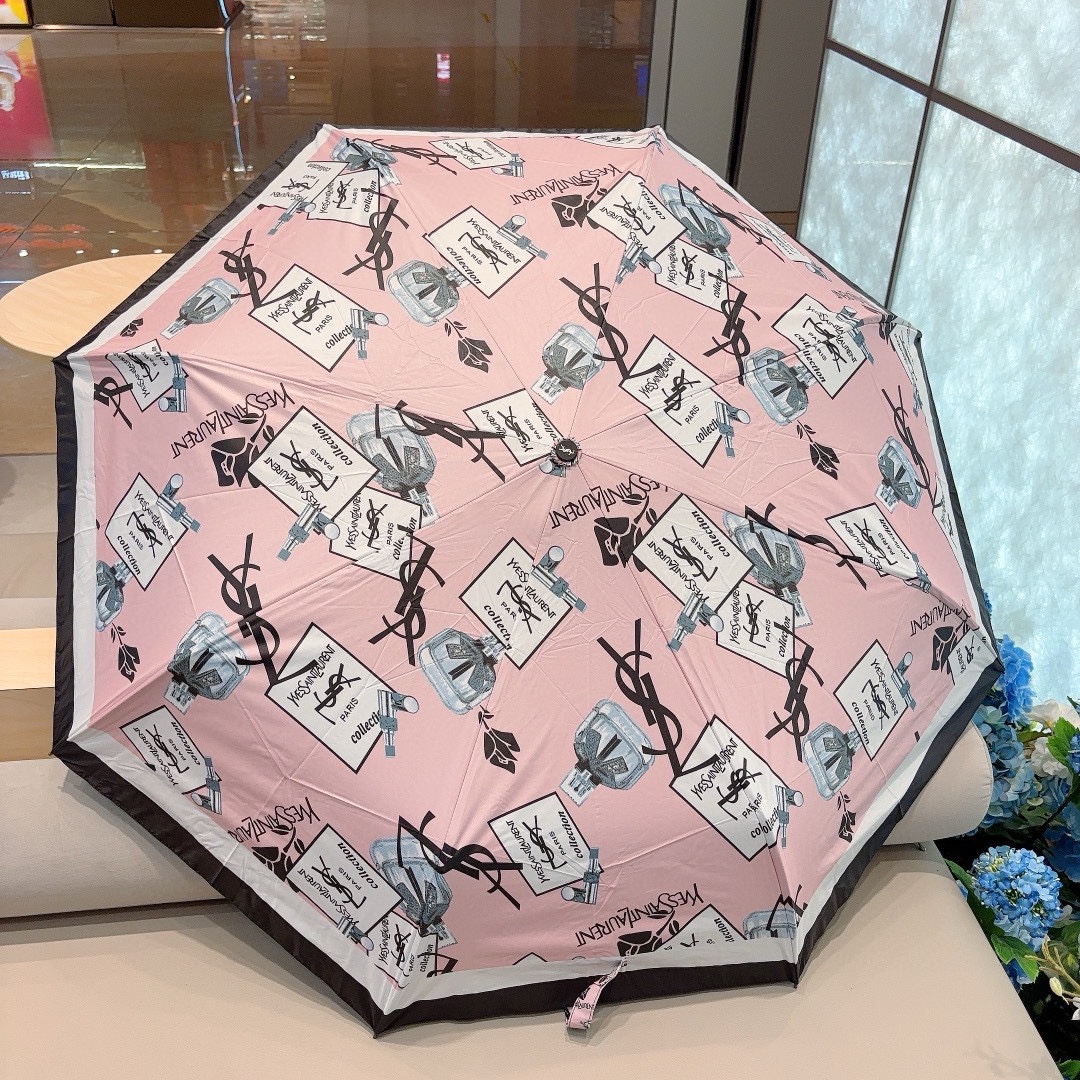 YSL圣罗兰YvesSaintLaurent三折全自动折叠晴雨伞超有女人味的新款采用NanoPolyme