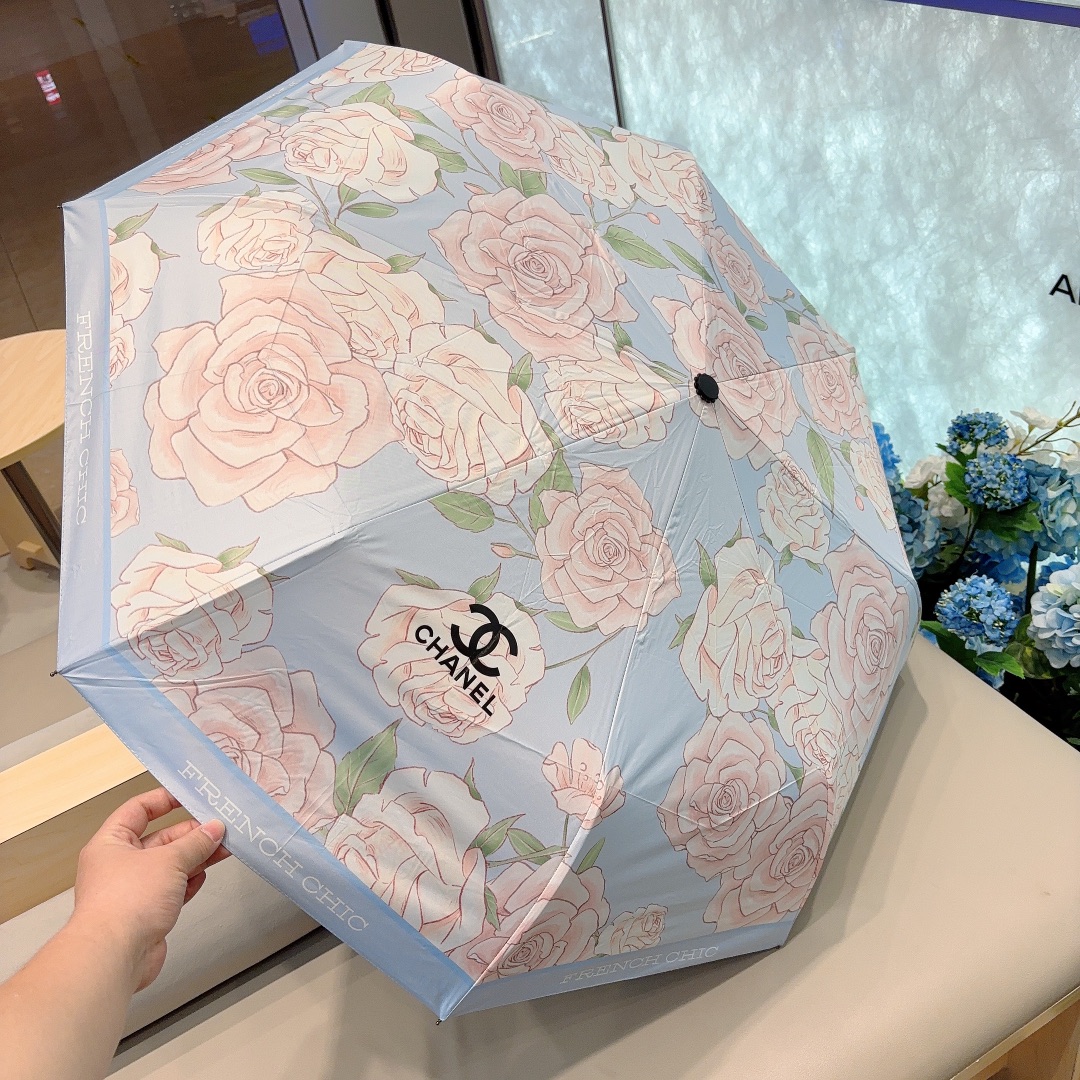 CHANEL香奈儿三折自动折叠晴雨伞选用台湾进口UV防紫外线伞布原单代工级品质