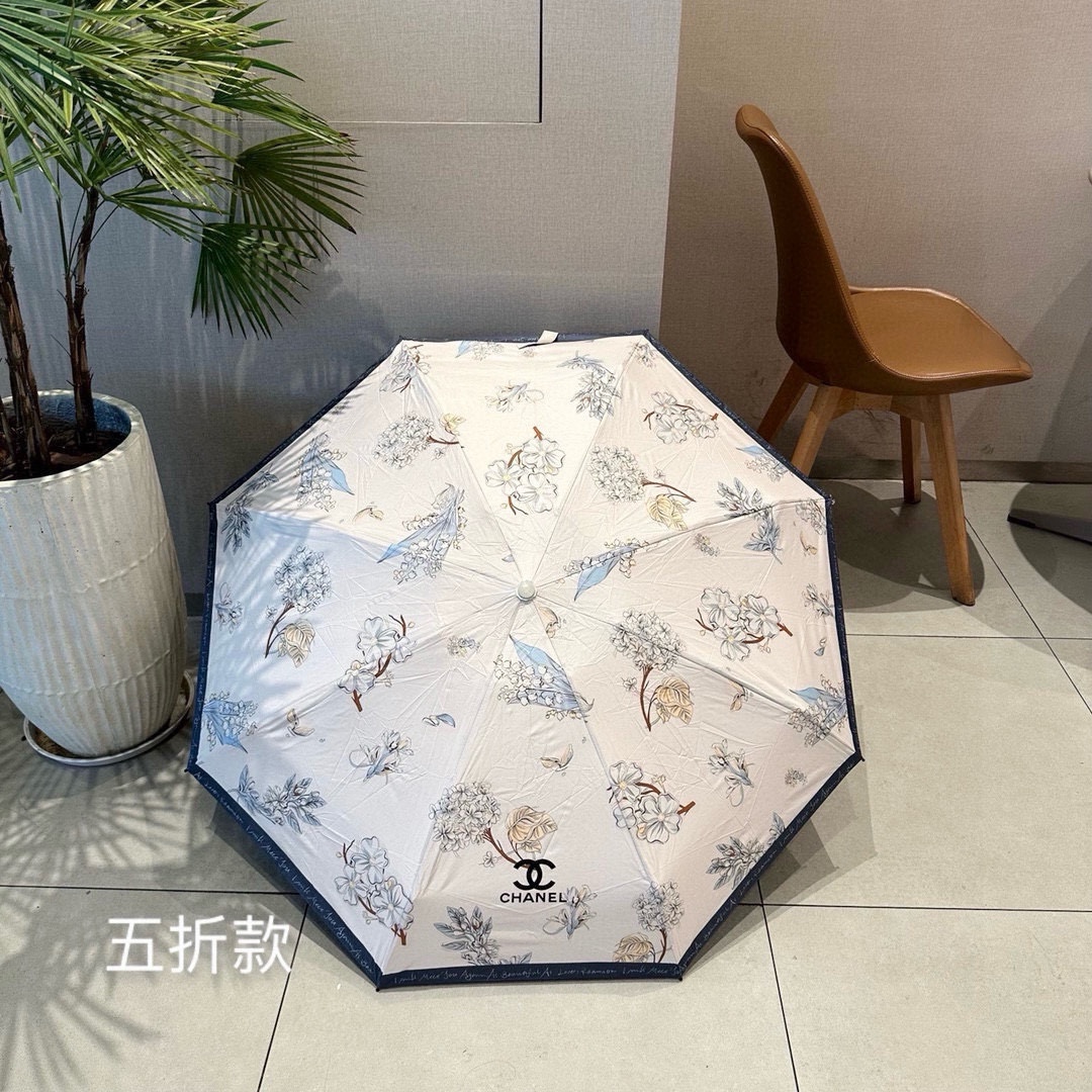 CHANEL香奈儿素雅五折手动折叠晴雨伞选用台湾进口UV防紫外线伞布原单代工级品质
