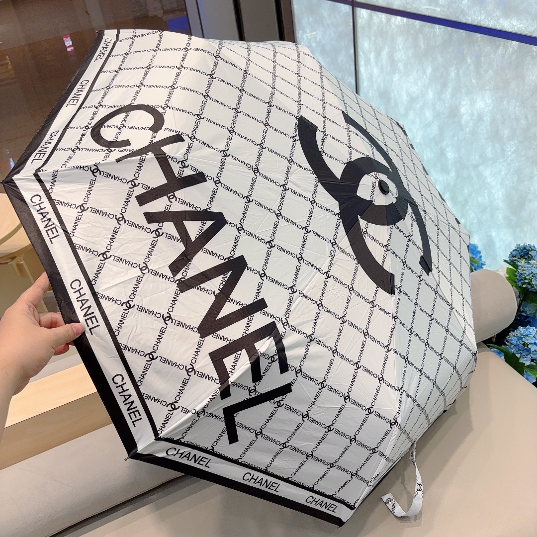 CHANEL香奈儿菱格logo三折自动折叠晴雨伞选用台湾进口UV防紫外线伞布原单代工级品质2色