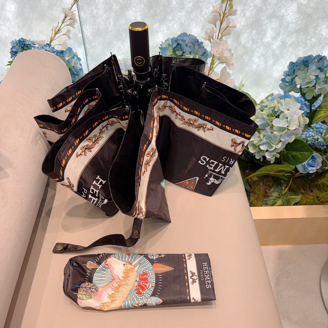 爱马仕Hermès独角马极品H家三折自动伞重磅呈现以其精湛的工艺技术和源源不断的想像力新涂层技术伞布带来