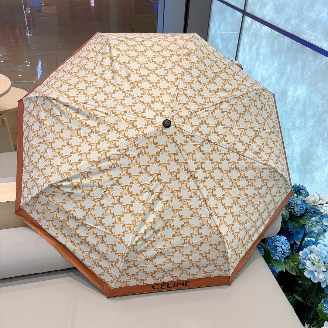Céline赛琳凯旋门新款三折自动折叠晴雨伞选用台湾进口UV防紫外线伞布原单代工级品质2色