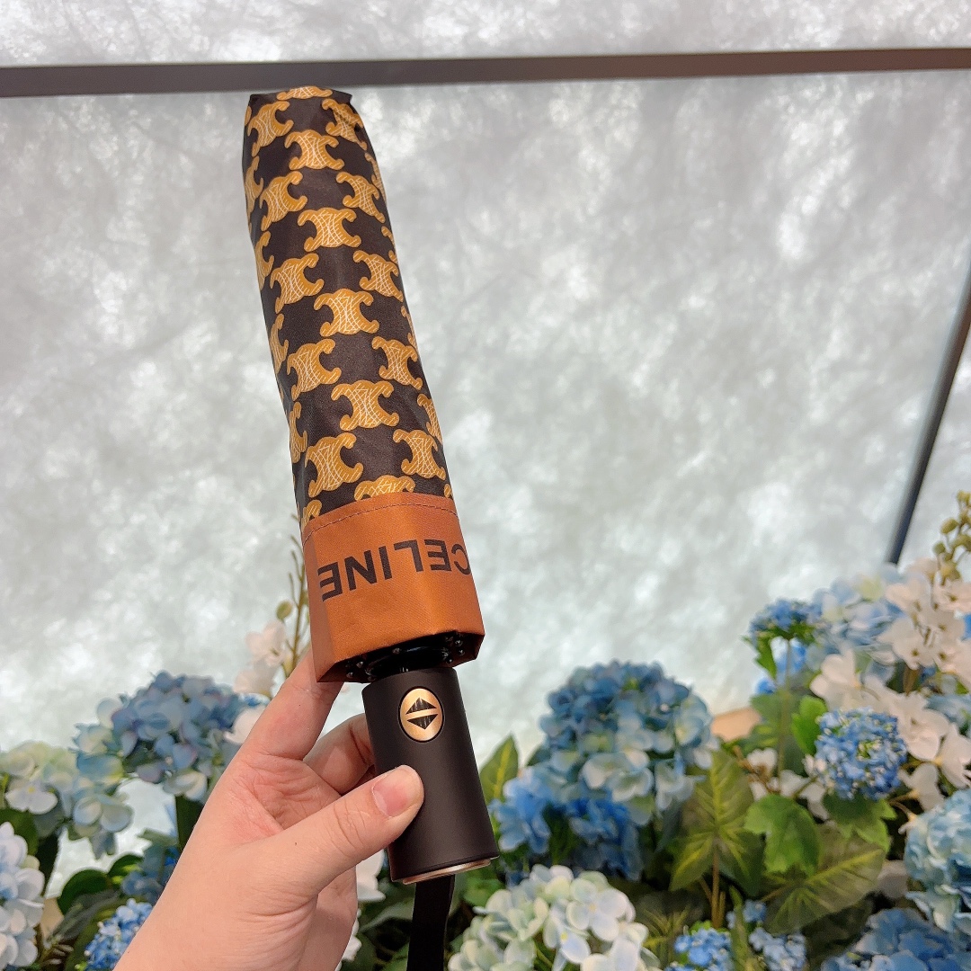 Céline赛琳凯旋门新款三折自动折叠晴雨伞选用台湾进口UV防紫外线伞布原单代工级品质2色