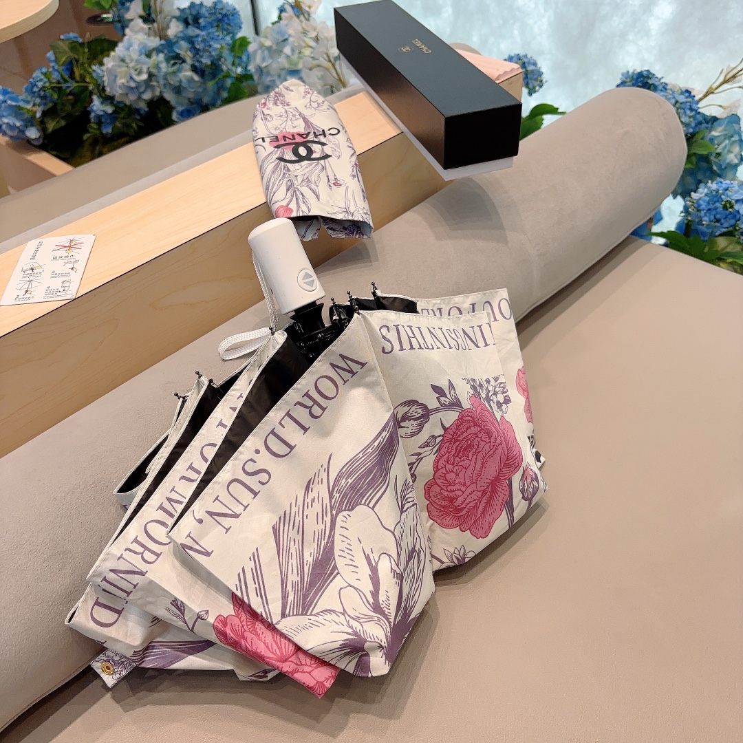 CHANEL香奈儿花枝三折自动折叠晴雨伞选用台湾进口UV防紫外线伞布原单代工级品质