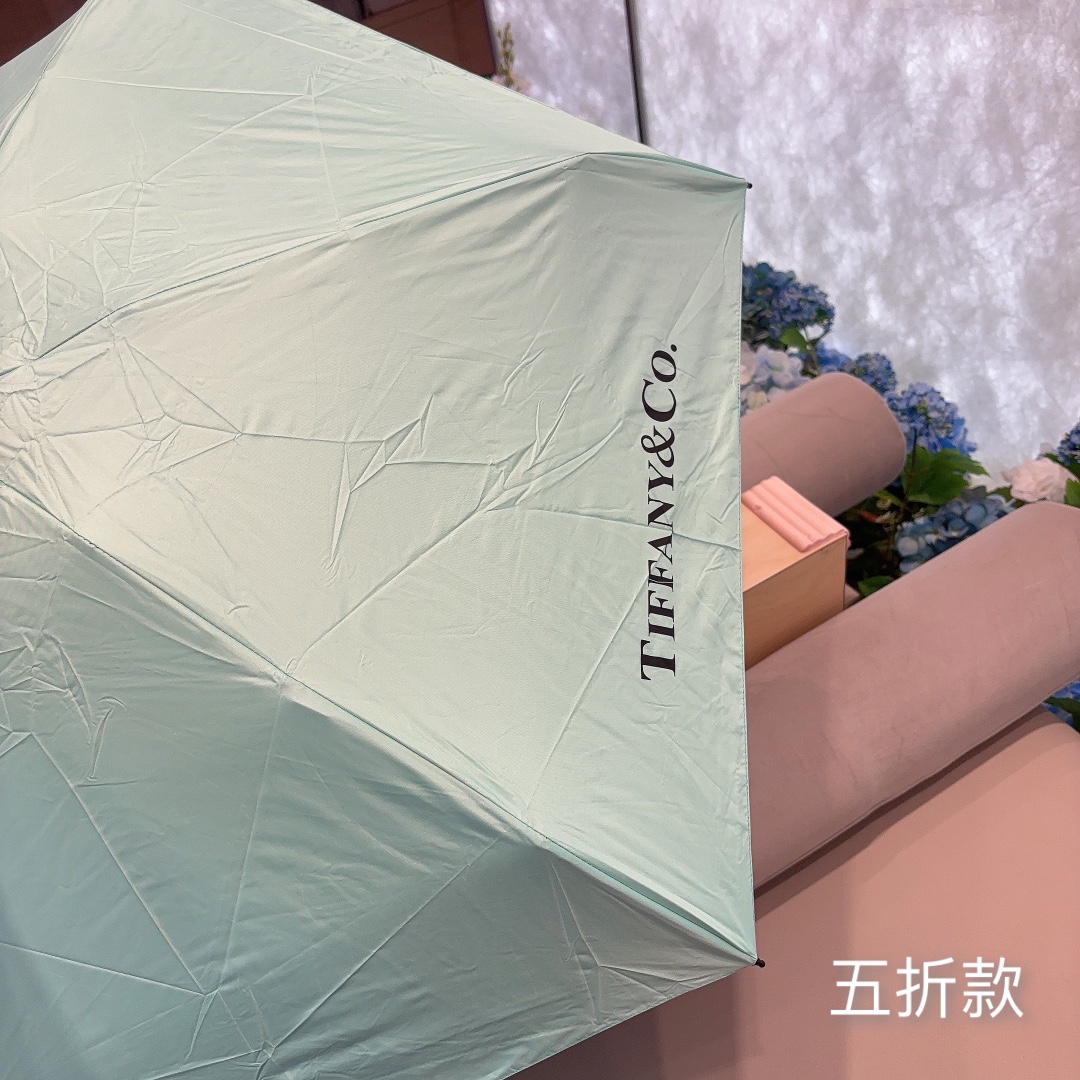 Tiffany蒂芙尼迷你小尺寸纯色五折手开折叠晴雨伞新款火爆来袭夏日里的小清新高效阻隔紫外线涂层有伞随行