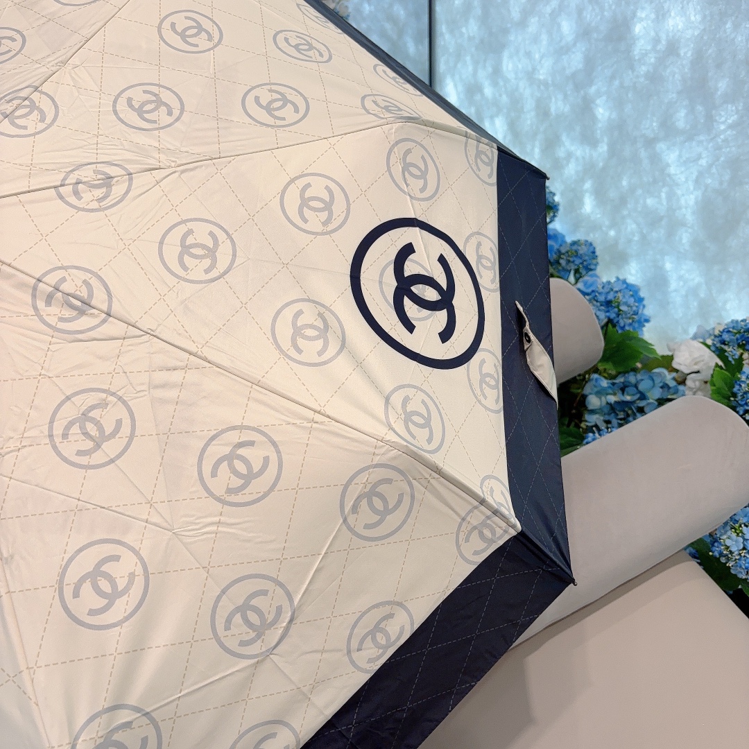 CHANEL香奈儿拼色茶花三折自动折叠晴雨伞选用台湾进口UV防紫外线伞布原单代工级品质