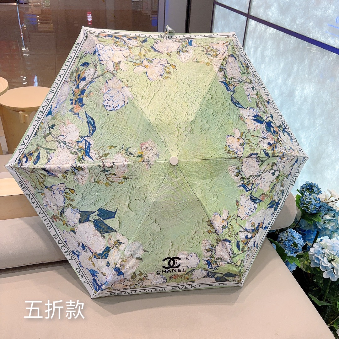 CHANEL香奈儿绿玫瑰五折手动折叠晴雨伞选用台湾进口UV防紫外线伞布原单代工级品质