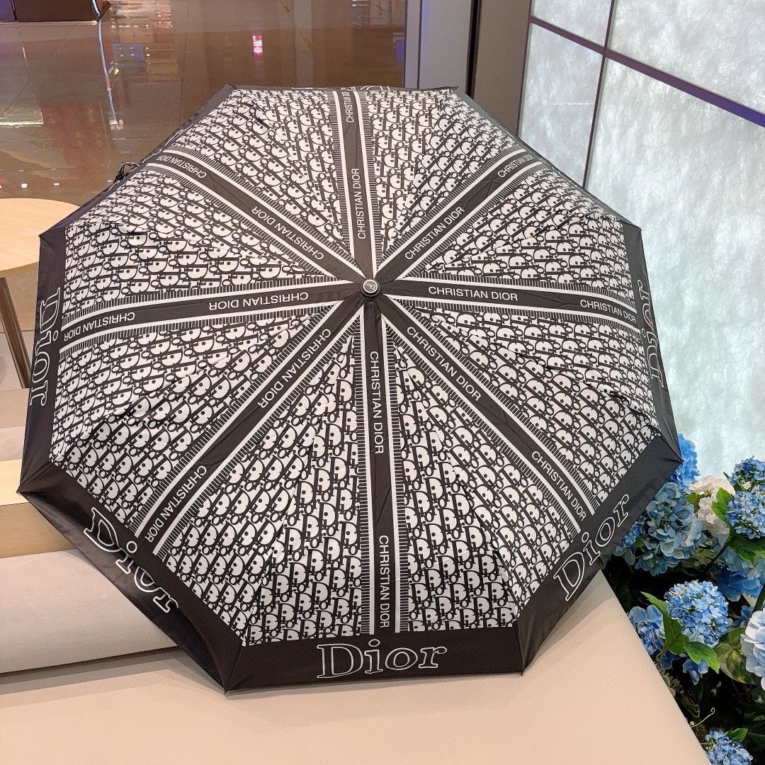 DIOR迪奥新款三折自动折叠晴雨伞时尚原单代工品质细节精致看得见的品质打破一成不变色泽纯正艳丽！2色