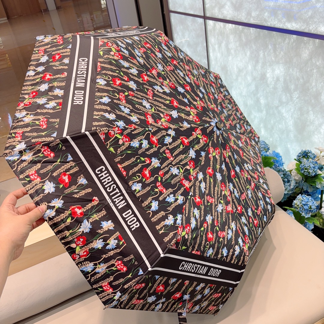 DIOR迪奥麦穗2024新款三折自动折叠晴雨伞时尚原单代工品质细节精致看得见的品质打破一成不变色泽纯正艳