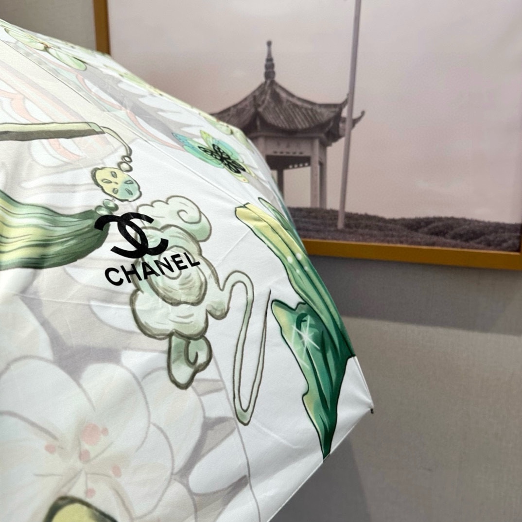 CHANEL香奈儿三折自动折叠晴雨伞经典热卖选用台湾进口UV防紫外线伞布原单代工级品质